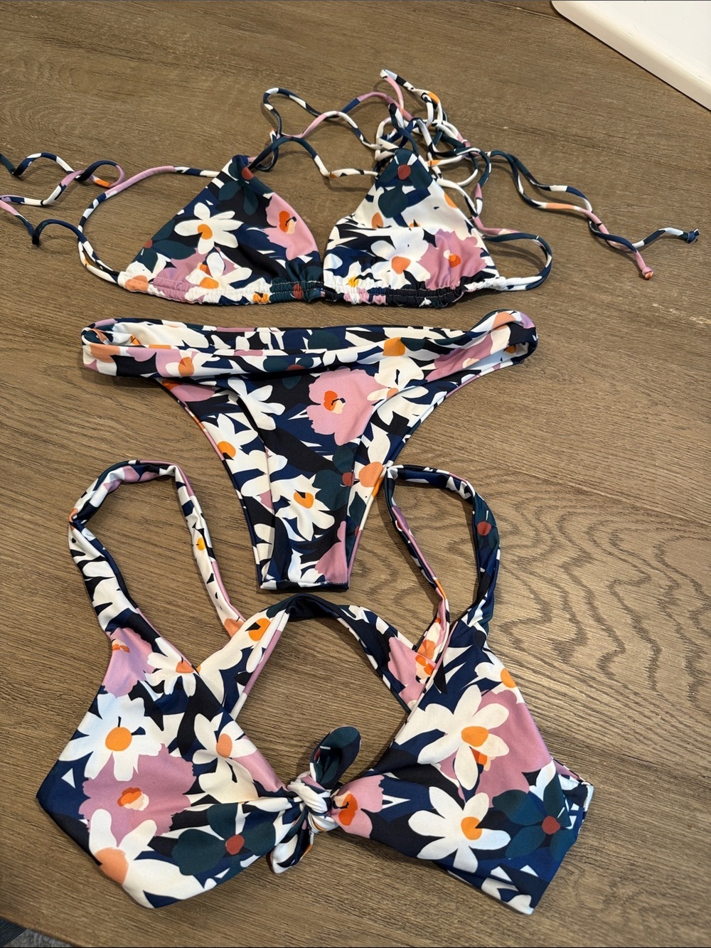 Floral 3 Piece Bikini Set with floral print